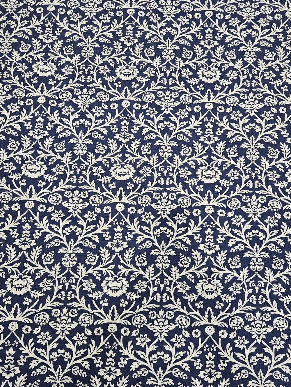 IKEA Alvine Tapet Blue White Floral Stripe Rev Curtain Panel Thick Cotton NWOT